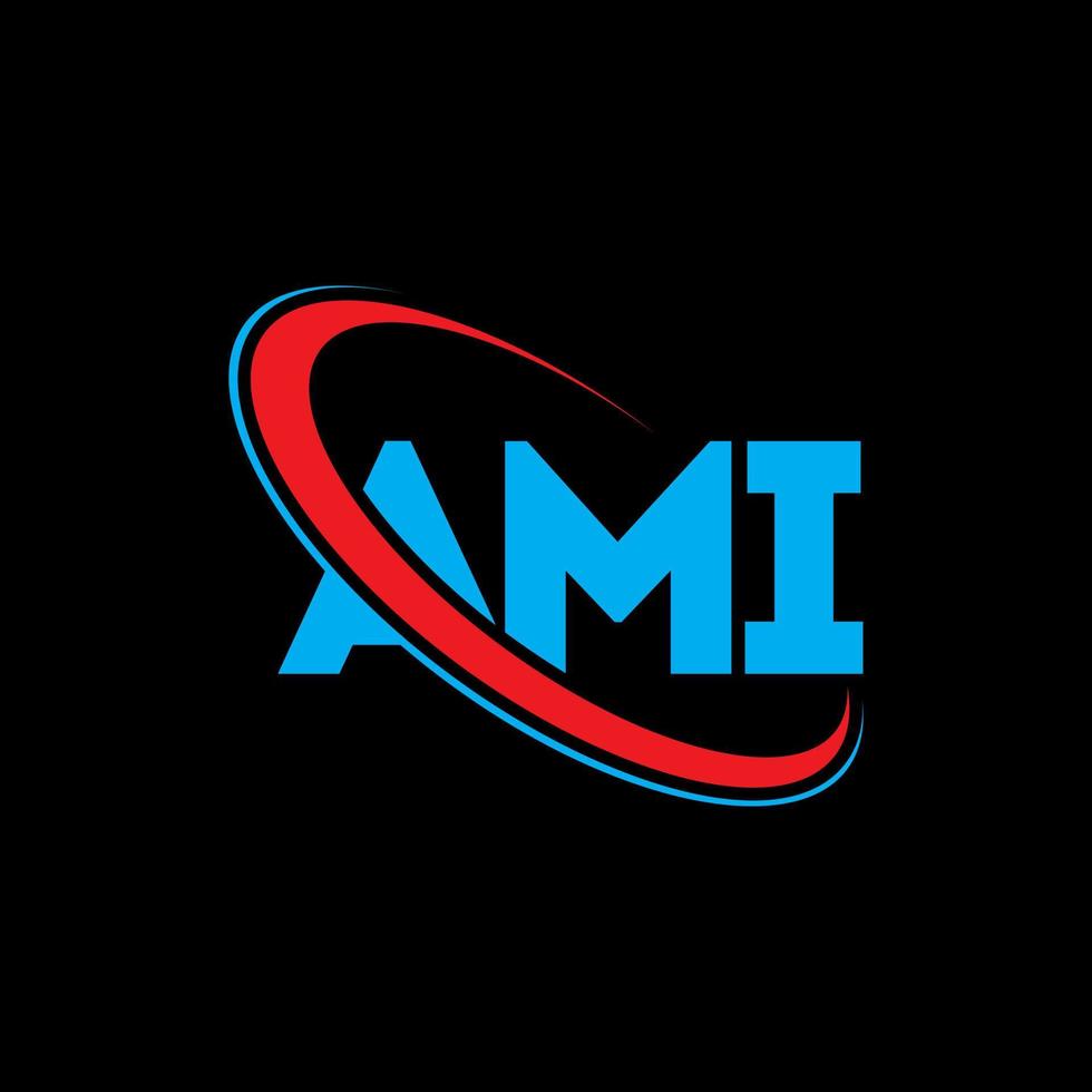 ami-Logo. Ami-Brief. ami-Buchstaben-Logo-Design. Initialen Ami-Logo verbunden mit Kreis und Monogramm-Logo in Großbuchstaben. ami-typografie für technologie-, geschäfts- und immobilienmarke. vektor
