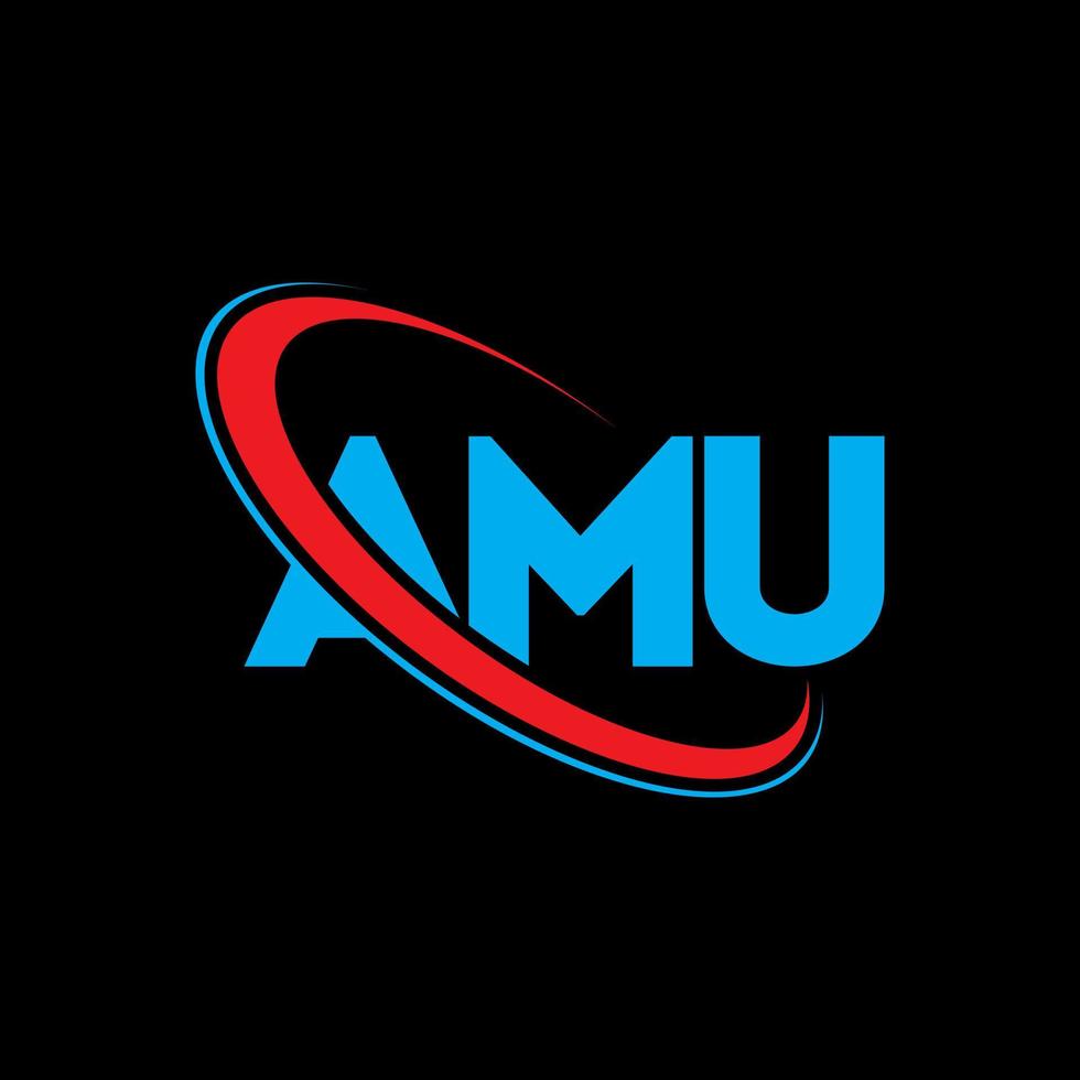 amu-Logo. amu-Brief. amu-Brief-Logo-Design. Initialen amu-Logo verbunden mit Kreis und Monogramm-Logo in Großbuchstaben. amu Typografie für Technologie-, Geschäfts- und Immobilienmarke. vektor