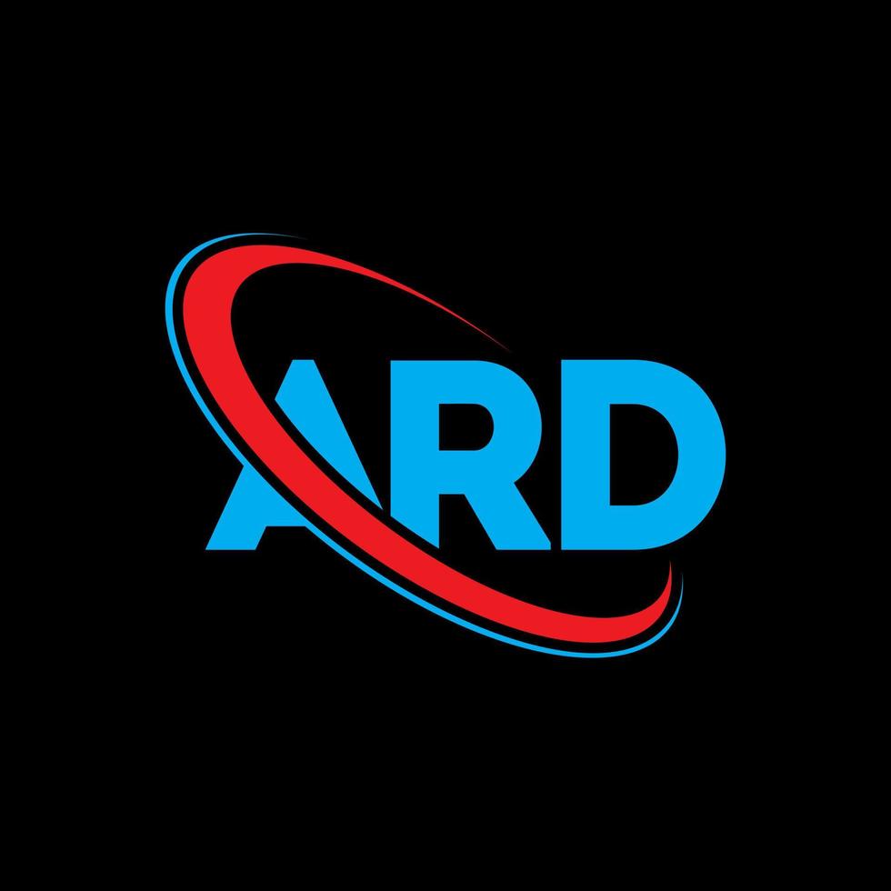 ard logotyp. ard brev. ard brev logotyp design. initialer ard logotyp länkad med cirkel och versaler monogram logotyp. ard typografi för teknik, affärs- och fastighetsmärke. vektor