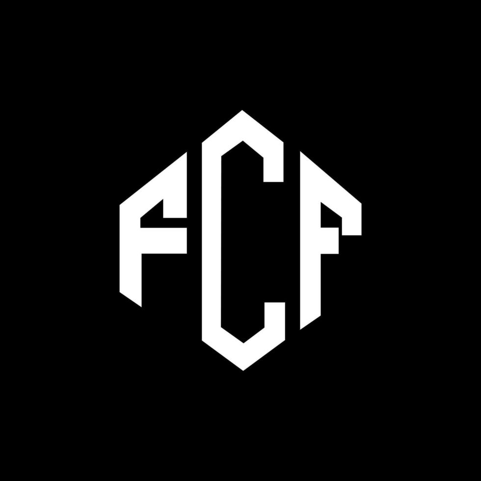 fcf brev logotyp design med polygon form. fcf polygon och kubform logotypdesign. fcf hexagon vektor logotyp mall vita och svarta färger. fcf monogram, affärs- och fastighetslogotyp.