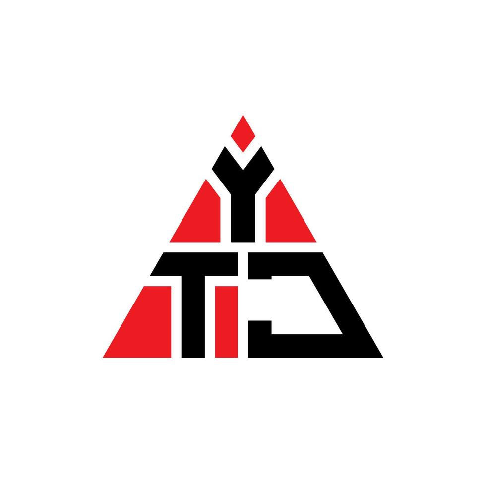 ytj triangel bokstavslogotypdesign med triangelform. ytj triangel logotyp design monogram. ytj triangel vektor logotyp mall med röd färg. ytj triangulär logotyp enkel, elegant och lyxig logotyp.