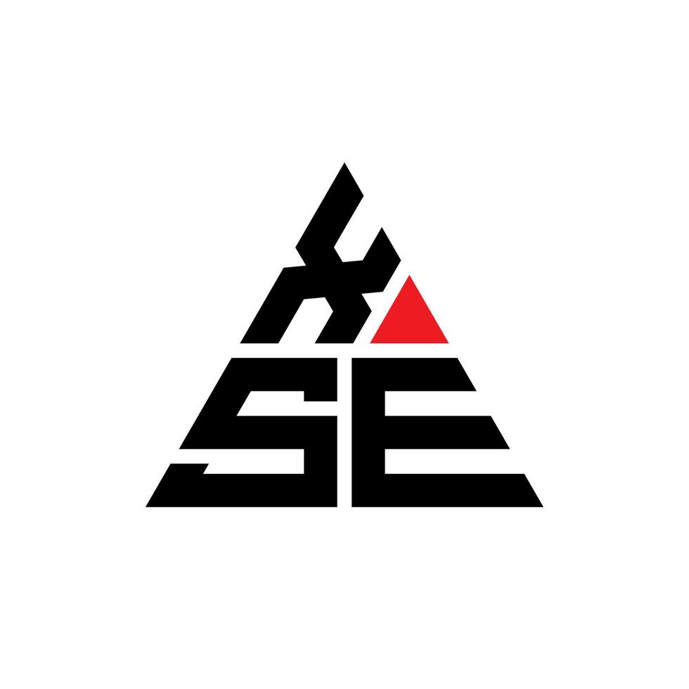 xse triangel bokstavslogotypdesign med triangelform. xse triangel logotyp design monogram. xse triangel vektor logotyp mall med röd färg. xse triangulär logotyp enkel, elegant och lyxig logotyp.
