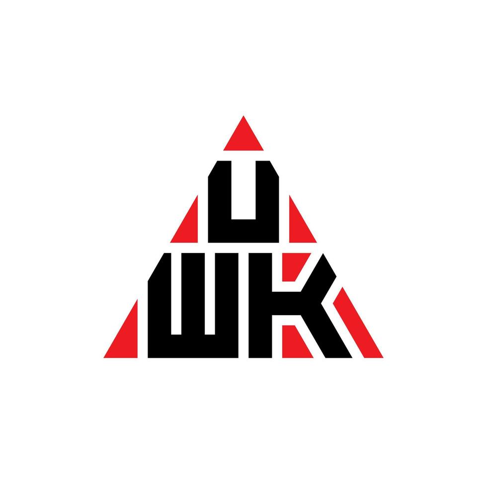 uwk-Dreieck-Buchstaben-Logo-Design mit Dreiecksform. Uwk-Dreieck-Logo-Design-Monogramm. Uwk-Dreieck-Vektor-Logo-Vorlage mit roter Farbe. uwk dreieckiges Logo einfaches, elegantes und luxuriöses Logo. vektor