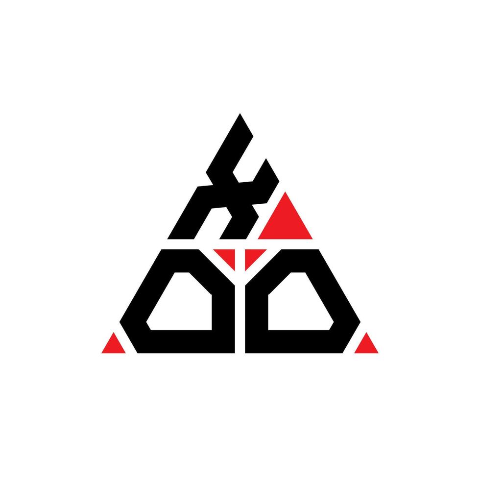 xoo triangel bokstavslogotypdesign med triangelform. xoo triangel logotyp design monogram. xoo triangel vektor logotyp mall med röd färg. xoo triangulär logotyp enkel, elegant och lyxig logotyp.