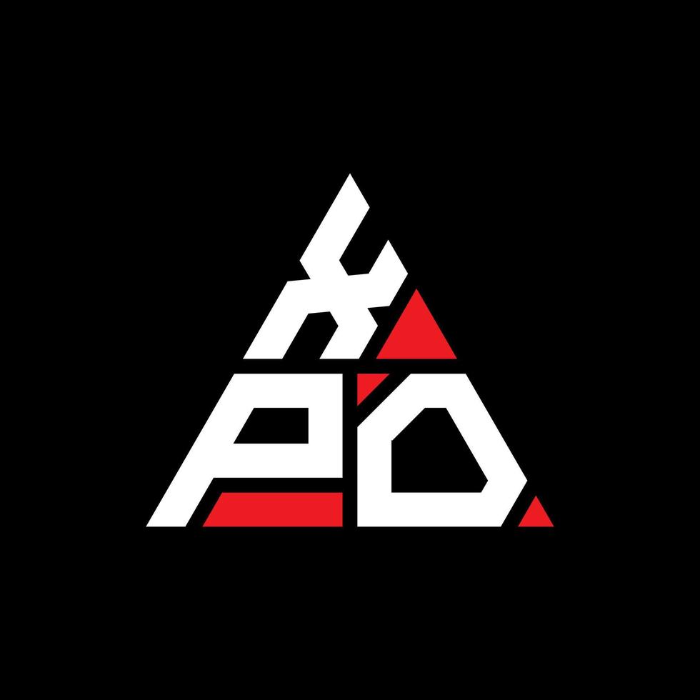 xpo triangel bokstavslogotypdesign med triangelform. xpo triangel logotyp design monogram. xpo triangel vektor logotyp mall med röd färg. xpo triangulär logotyp enkel, elegant och lyxig logotyp.