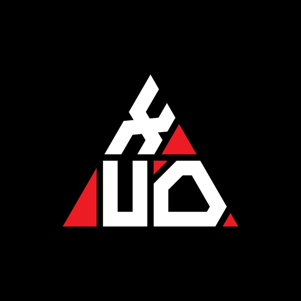 Xuo-Dreieck-Buchstaben-Logo-Design mit Dreiecksform. Xuo-Dreieck-Logo-Design-Monogramm. Xuo-Dreieck-Vektor-Logo-Vorlage mit roter Farbe. xuo dreieckiges Logo einfaches, elegantes und luxuriöses Logo. vektor