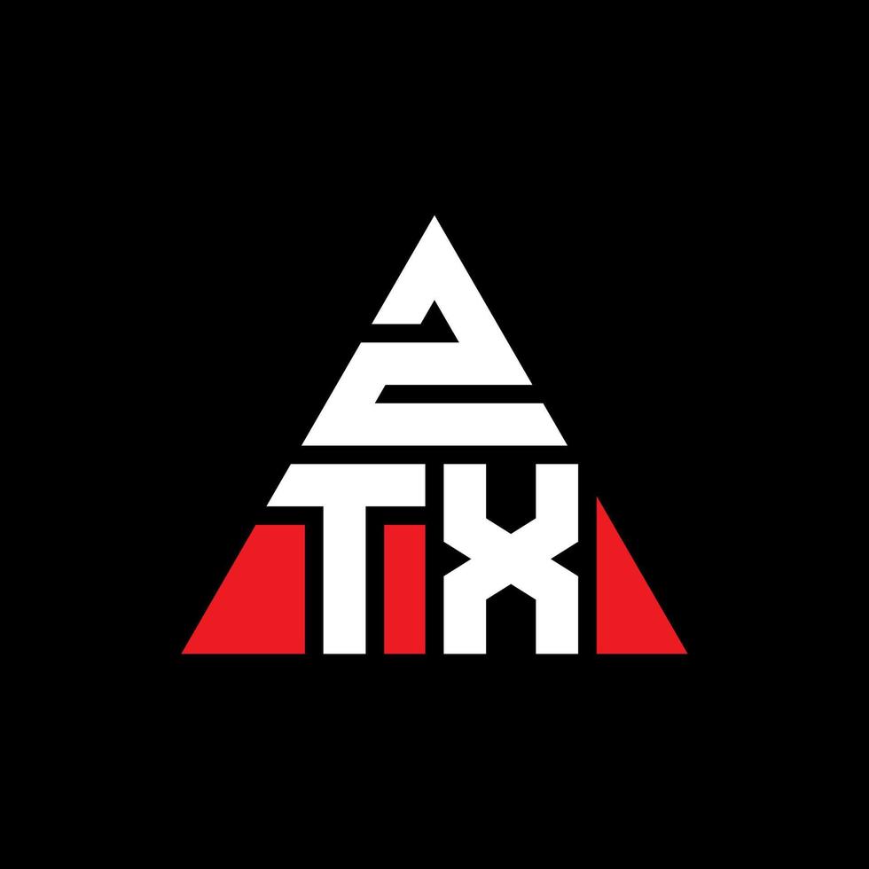 ztx triangel bokstavslogotyp design med triangelform. ztx triangel logotyp design monogram. ztx triangel vektor logotyp mall med röd färg. ztx triangulär logotyp enkel, elegant och lyxig logotyp.