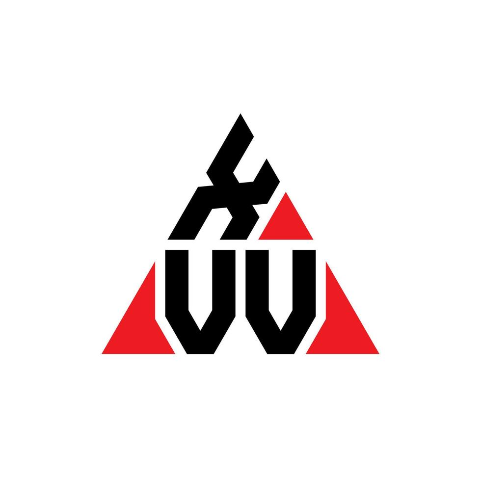 xvv triangel bokstavslogotypdesign med triangelform. xvv triangel logotyp design monogram. xvv triangel vektor logotyp mall med röd färg. xvv trekantig logotyp enkel, elegant och lyxig logotyp.