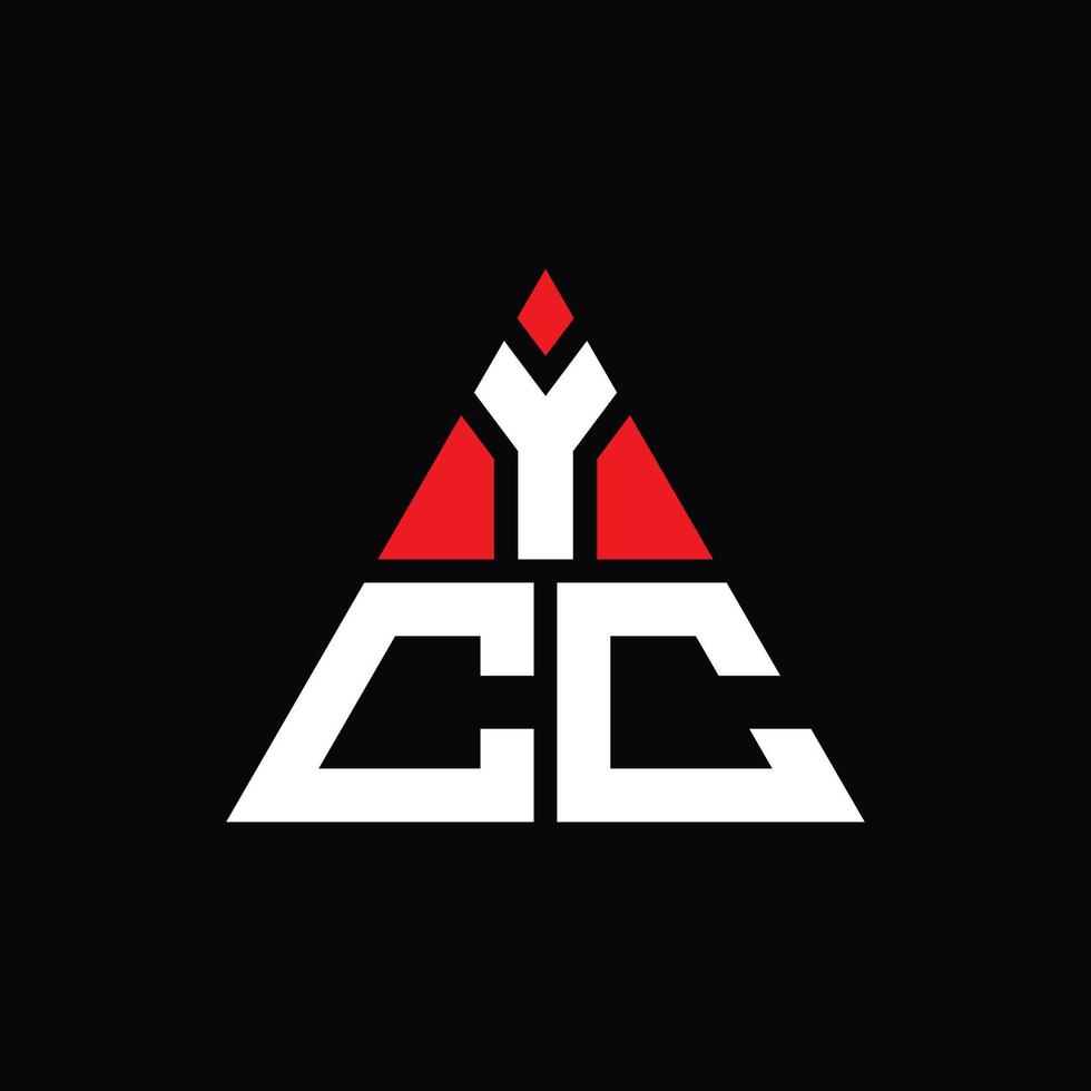 ycc triangel bokstavslogotypdesign med triangelform. ycc triangel logotyp design monogram. ycc triangel vektor logotyp mall med röd färg. ycc triangulär logotyp enkel, elegant och lyxig logotyp.