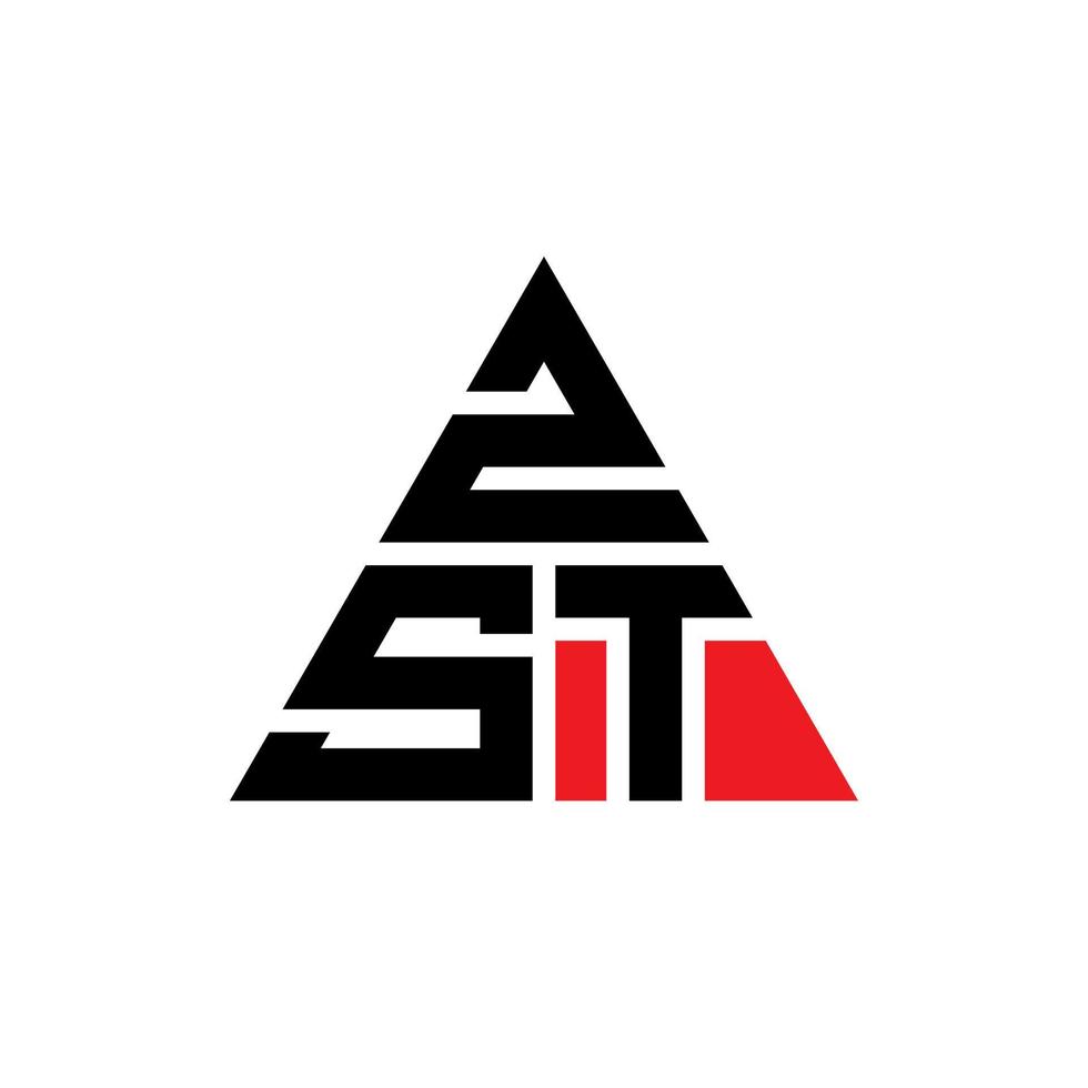 zst triangel bokstavslogotypdesign med triangelform. zst triangel logotyp design monogram. zst triangel vektor logotyp mall med röd färg. zst triangulär logotyp enkel, elegant och lyxig logotyp.
