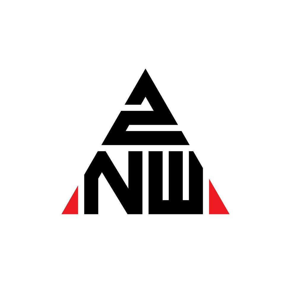 znw Dreiecksbuchstaben-Logo-Design mit Dreiecksform. znw-Dreieck-Logo-Design-Monogramm. znw-Dreieck-Vektor-Logo-Vorlage mit roter Farbe. znw dreieckiges Logo einfaches, elegantes und luxuriöses Logo. vektor