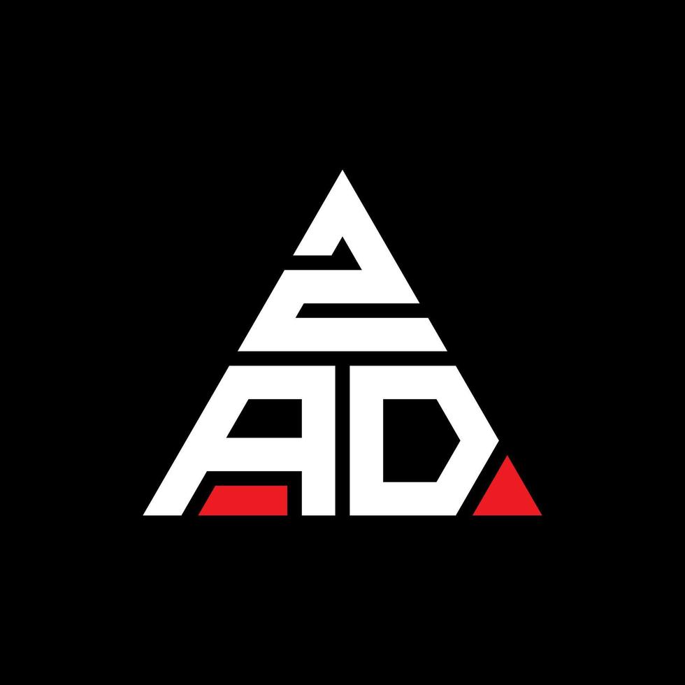 Zad-Dreieck-Buchstaben-Logo-Design mit Dreiecksform. Zad-Dreieck-Logo-Design-Monogramm. Zad-Dreieck-Vektor-Logo-Vorlage mit roter Farbe. Zad dreieckiges Logo einfaches, elegantes und luxuriöses Logo. vektor