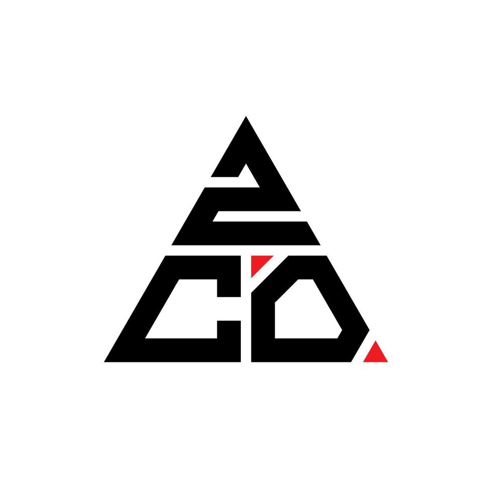 zco triangel bokstavslogotypdesign med triangelform. zco triangel logotyp design monogram. zco triangel vektor logotyp mall med röd färg. zco triangulär logotyp enkel, elegant och lyxig logotyp.