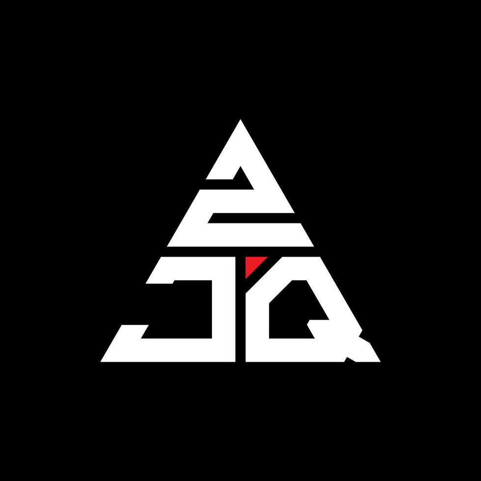 zjq triangel bokstavslogotypdesign med triangelform. zjq triangel logotyp design monogram. zjq triangel vektor logotyp mall med röd färg. zjq triangulär logotyp enkel, elegant och lyxig logotyp.