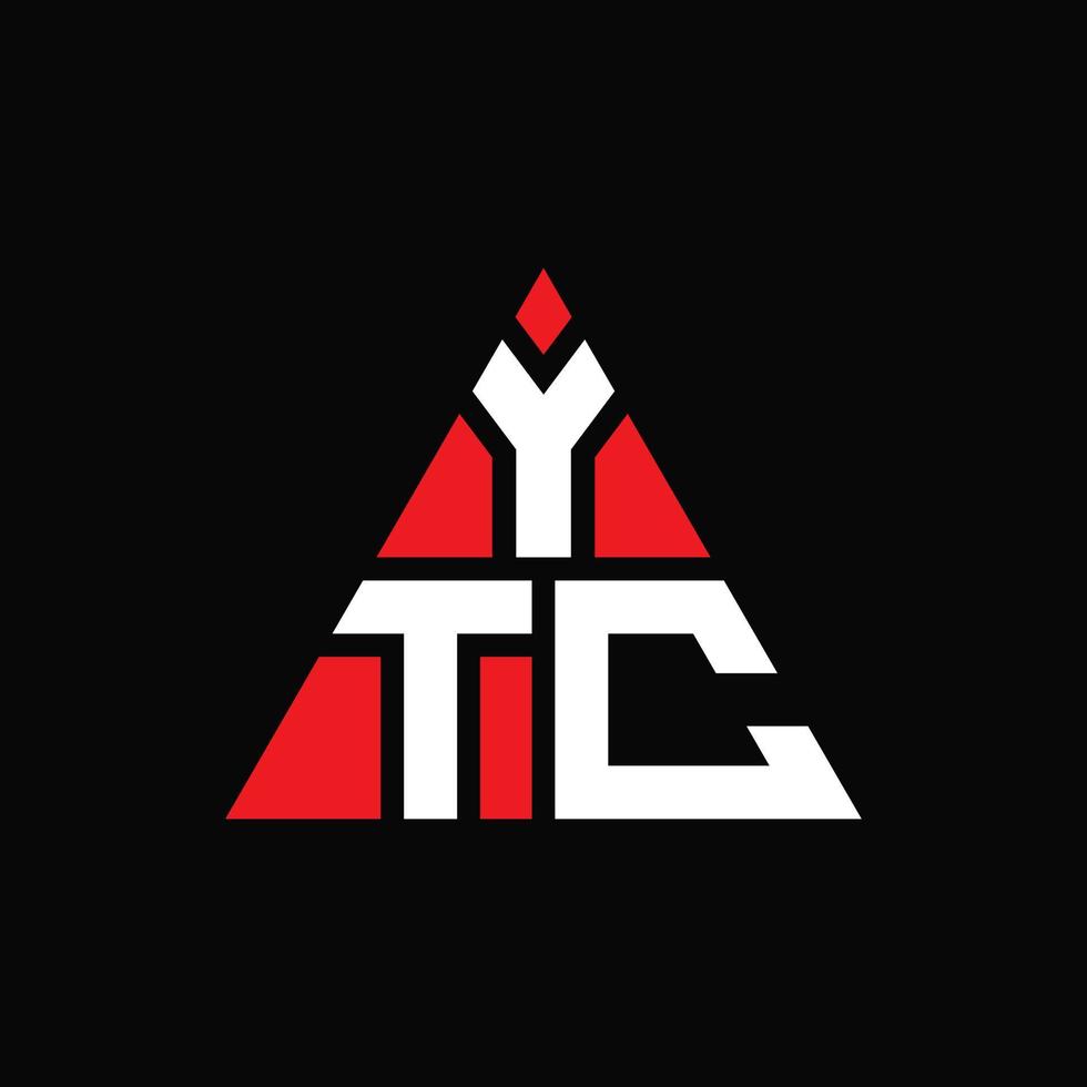 ytc triangel bokstavslogotypdesign med triangelform. ytc triangel logotyp design monogram. ytc triangel vektor logotyp mall med röd färg. ytc triangulär logotyp enkel, elegant och lyxig logotyp.