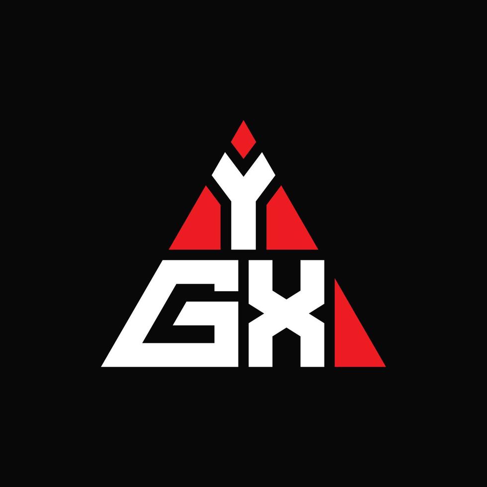 ygx-Dreieck-Buchstaben-Logo-Design mit Dreiecksform. YGX-Dreieck-Logo-Design-Monogramm. YGX-Dreieck-Vektor-Logo-Vorlage mit roter Farbe. ygx dreieckiges Logo einfaches, elegantes und luxuriöses Logo. vektor
