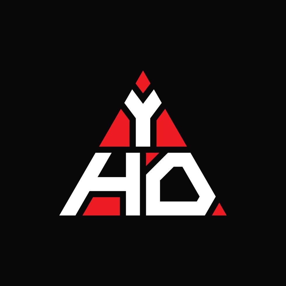 yho triangel bokstavslogotypdesign med triangelform. yho triangel logotyp design monogram. yho triangel vektor logotyp mall med röd färg. yho triangulär logotyp enkel, elegant och lyxig logotyp.