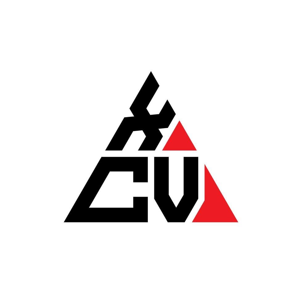 xcv triangel bokstavslogotypdesign med triangelform. xcv triangel logotyp design monogram. xcv triangel vektor logotyp mall med röd färg. xcv triangulär logotyp enkel, elegant och lyxig logotyp.