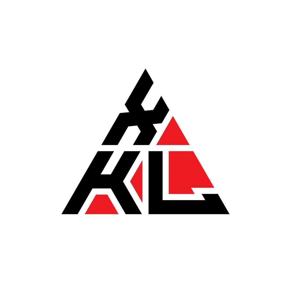 xkl triangel bokstavslogotypdesign med triangelform. xkl triangel logotyp design monogram. xkl triangel vektor logotyp mall med röd färg. xkl triangulär logotyp enkel, elegant och lyxig logotyp.