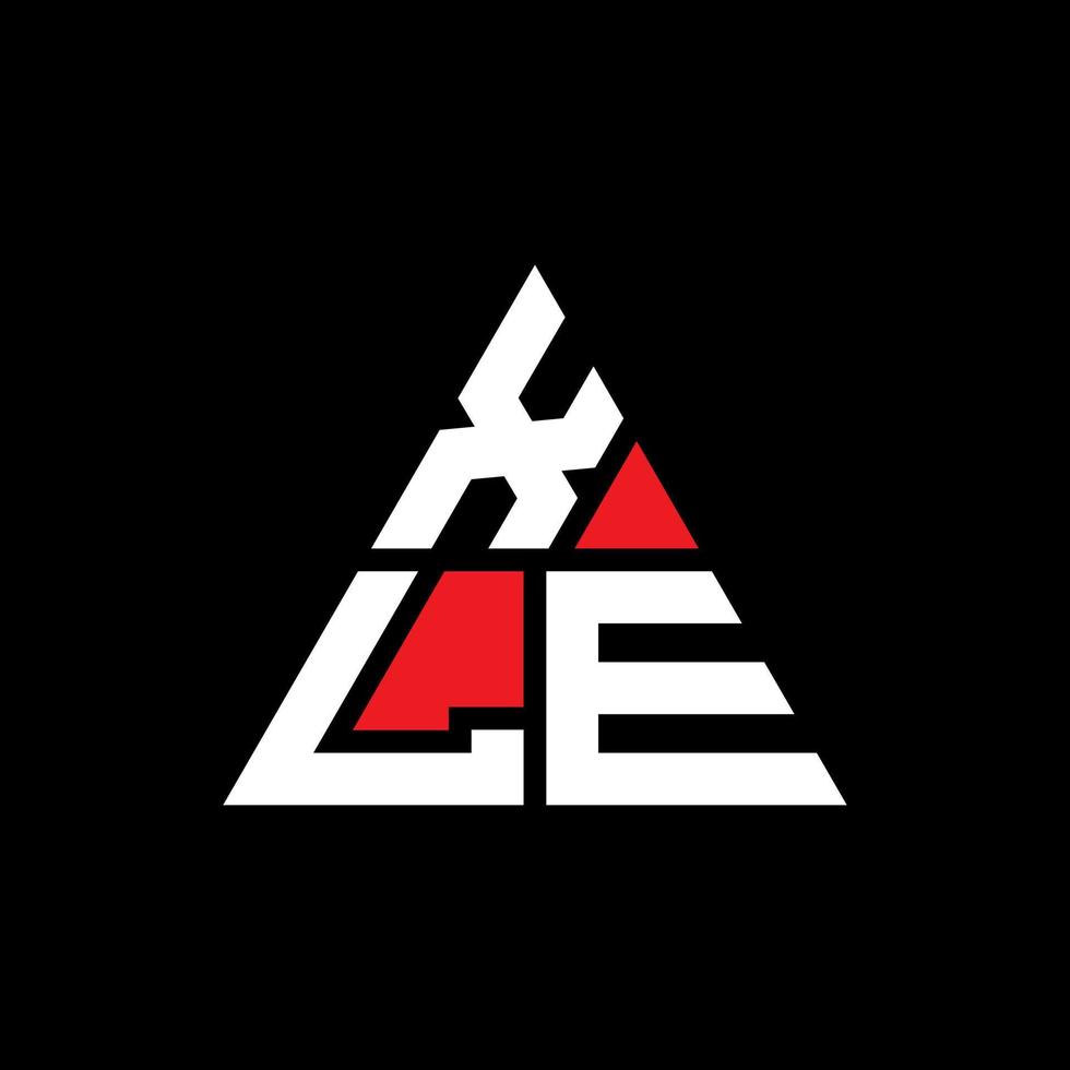 xle triangel bokstavslogotyp design med triangelform. xle triangel logotyp design monogram. xle triangel vektor logotyp mall med röd färg. xle triangulär logotyp enkel, elegant och lyxig logotyp.