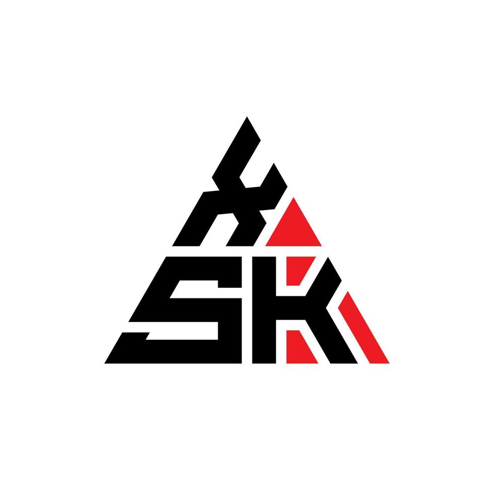 XSK-Dreieck-Buchstaben-Logo-Design mit Dreiecksform. XSK-Dreieck-Logo-Design-Monogramm. XSK-Dreieck-Vektor-Logo-Vorlage mit roter Farbe. xsk dreieckiges Logo einfaches, elegantes und luxuriöses Logo. vektor