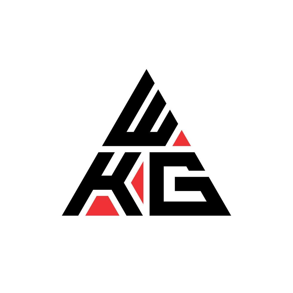 wkg triangel bokstavslogotypdesign med triangelform. wkg triangel logotyp design monogram. wkg triangel vektor logotyp mall med röd färg. wkg triangulär logotyp enkel, elegant och lyxig logotyp.