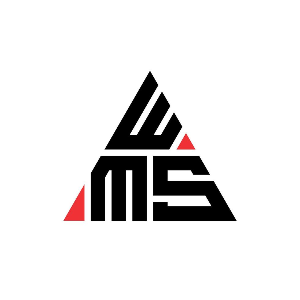 wms triangel bokstavslogotypdesign med triangelform. wms triangel logotyp design monogram. wms triangel vektor logotyp mall med röd färg. wms triangulär logotyp enkel, elegant och lyxig logotyp.