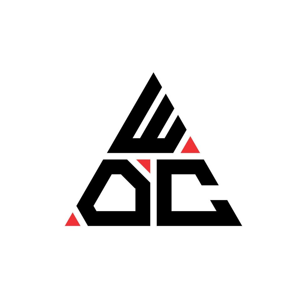 Woc-Dreieck-Buchstaben-Logo-Design mit Dreiecksform. Woc-Dreieck-Logo-Design-Monogramm. Woc-Dreieck-Vektor-Logo-Vorlage mit roter Farbe. Woc dreieckiges Logo einfaches, elegantes und luxuriöses Logo. vektor