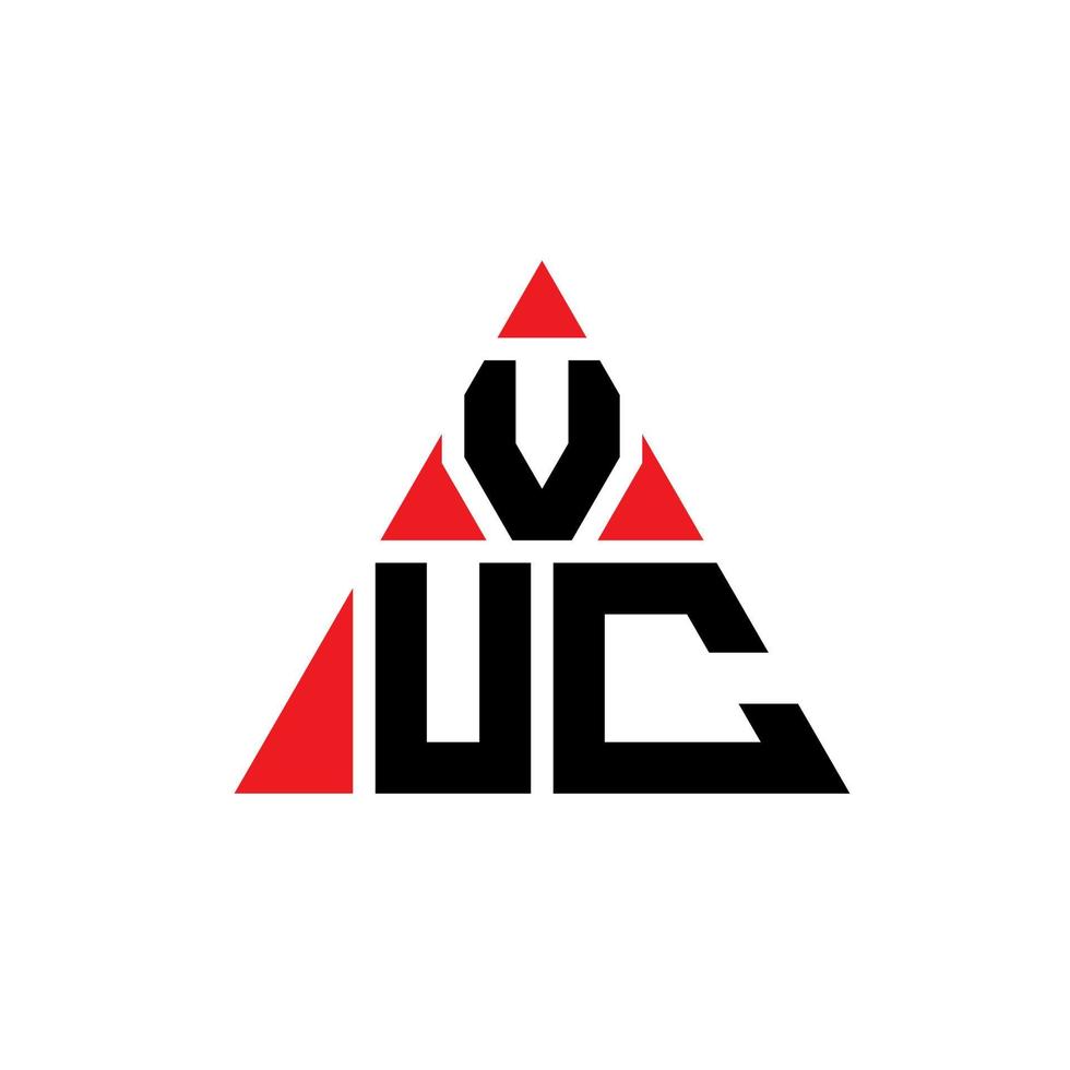 vuc triangel bokstavslogotypdesign med triangelform. vuc triangel logotyp design monogram. vuc triangel vektor logotyp mall med röd färg. vuc triangulär logotyp enkel, elegant och lyxig logotyp.
