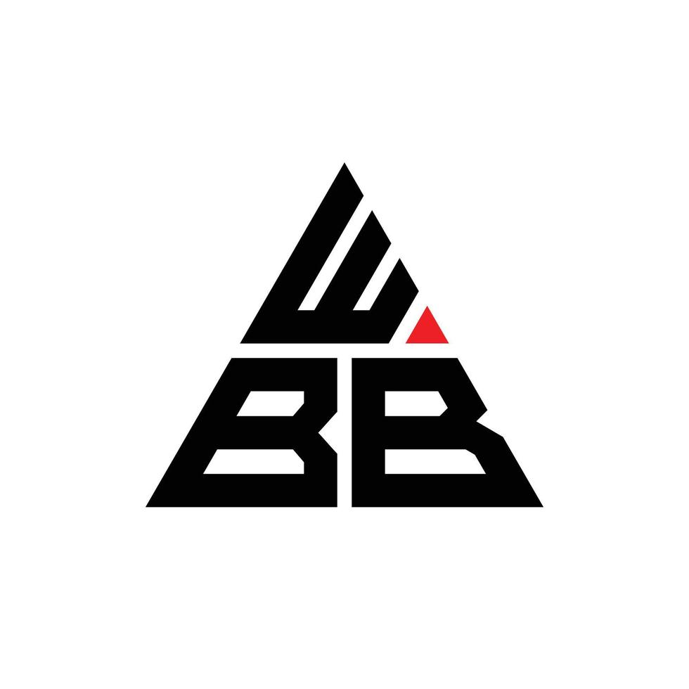 wbb triangel bokstavslogotypdesign med triangelform. wbb triangel logotyp design monogram. wbb triangel vektor logotyp mall med röd färg. wbb triangulär logotyp enkel, elegant och lyxig logotyp. wbb