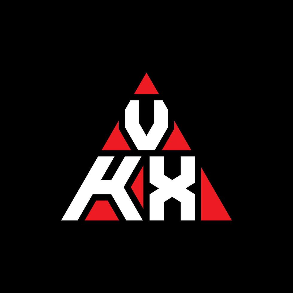 vkx triangel bokstavslogotypdesign med triangelform. vkx triangel logotyp design monogram. vkx triangel vektor logotyp mall med röd färg. vkx triangulär logotyp enkel, elegant och lyxig logotyp.