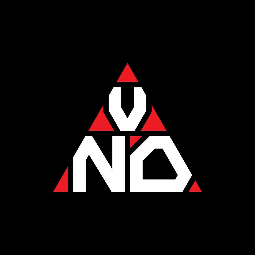 vno triangel bokstavslogotypdesign med triangelform. vno triangel logotyp design monogram. vno triangel vektor logotyp mall med röd färg. vno triangulär logotyp enkel, elegant och lyxig logotyp.