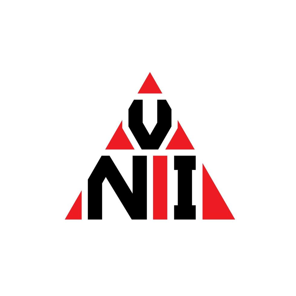 vni triangel bokstavslogotypdesign med triangelform. vni triangel logotyp design monogram. vni triangel vektor logotyp mall med röd färg. vni triangulär logotyp enkel, elegant och lyxig logotyp.