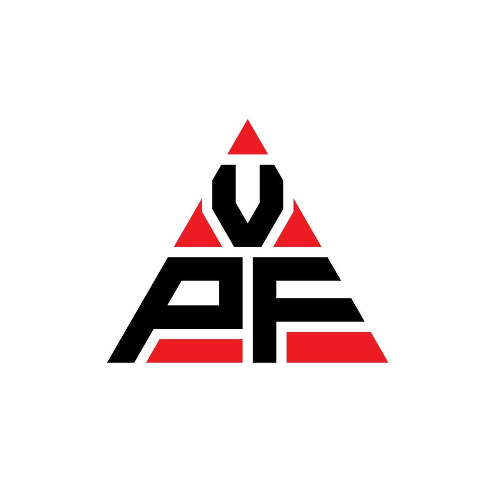 vpf-Dreieck-Buchstaben-Logo-Design mit Dreiecksform. vpf-Dreieck-Logo-Design-Monogramm. vpf-Dreieck-Vektor-Logo-Vorlage mit roter Farbe. vpf dreieckiges Logo einfaches, elegantes und luxuriöses Logo. vektor