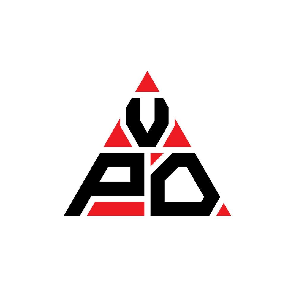 vpo triangel bokstavslogotypdesign med triangelform. vpo triangel logotyp design monogram. vpo triangel vektor logotyp mall med röd färg. vpo triangulär logotyp enkel, elegant och lyxig logotyp.