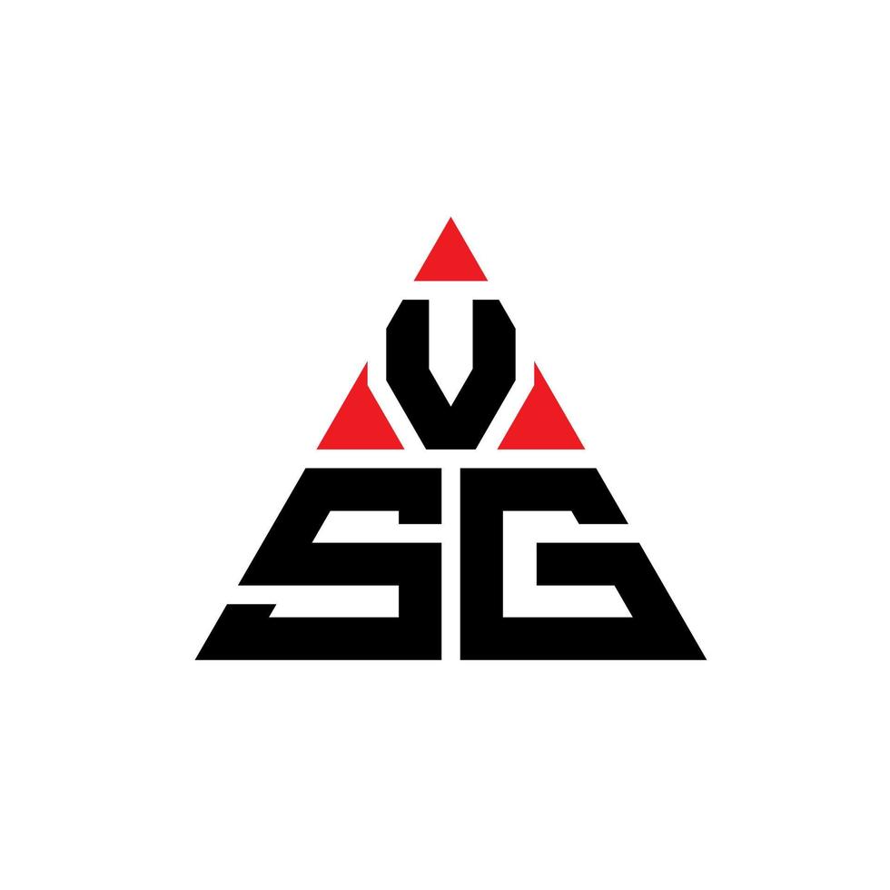 vsg triangel bokstavslogotypdesign med triangelform. vsg triangel logotyp design monogram. vsg triangel vektor logotyp mall med röd färg. vsg triangulär logotyp enkel, elegant och lyxig logotyp.