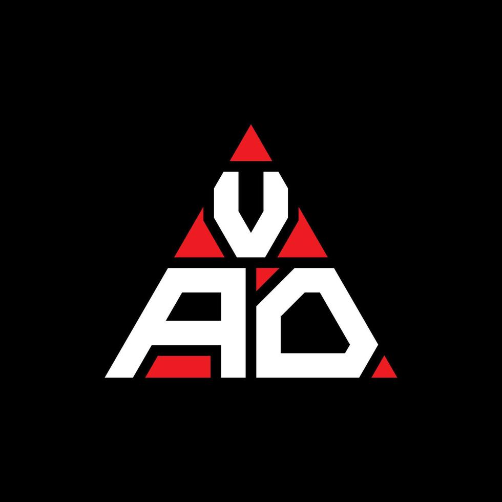 vao triangel bokstavslogotypdesign med triangelform. vao triangel logotyp design monogram. vao triangel vektor logotyp mall med röd färg. vao trekantiga logotyp enkel, elegant och lyxig logotyp.