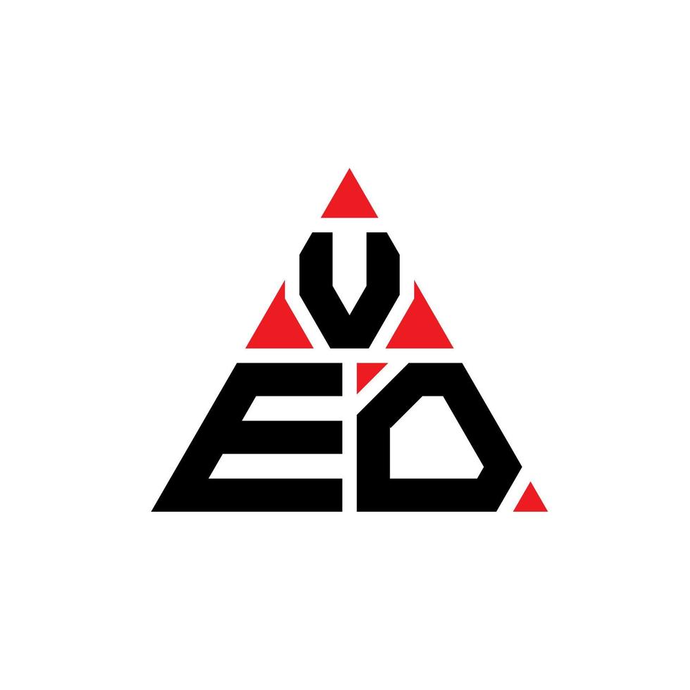 veo triangel bokstavslogotypdesign med triangelform. veo triangel logotyp design monogram. veo triangel vektor logotyp mall med röd färg. veo triangulär logotyp enkel, elegant och lyxig logotyp.