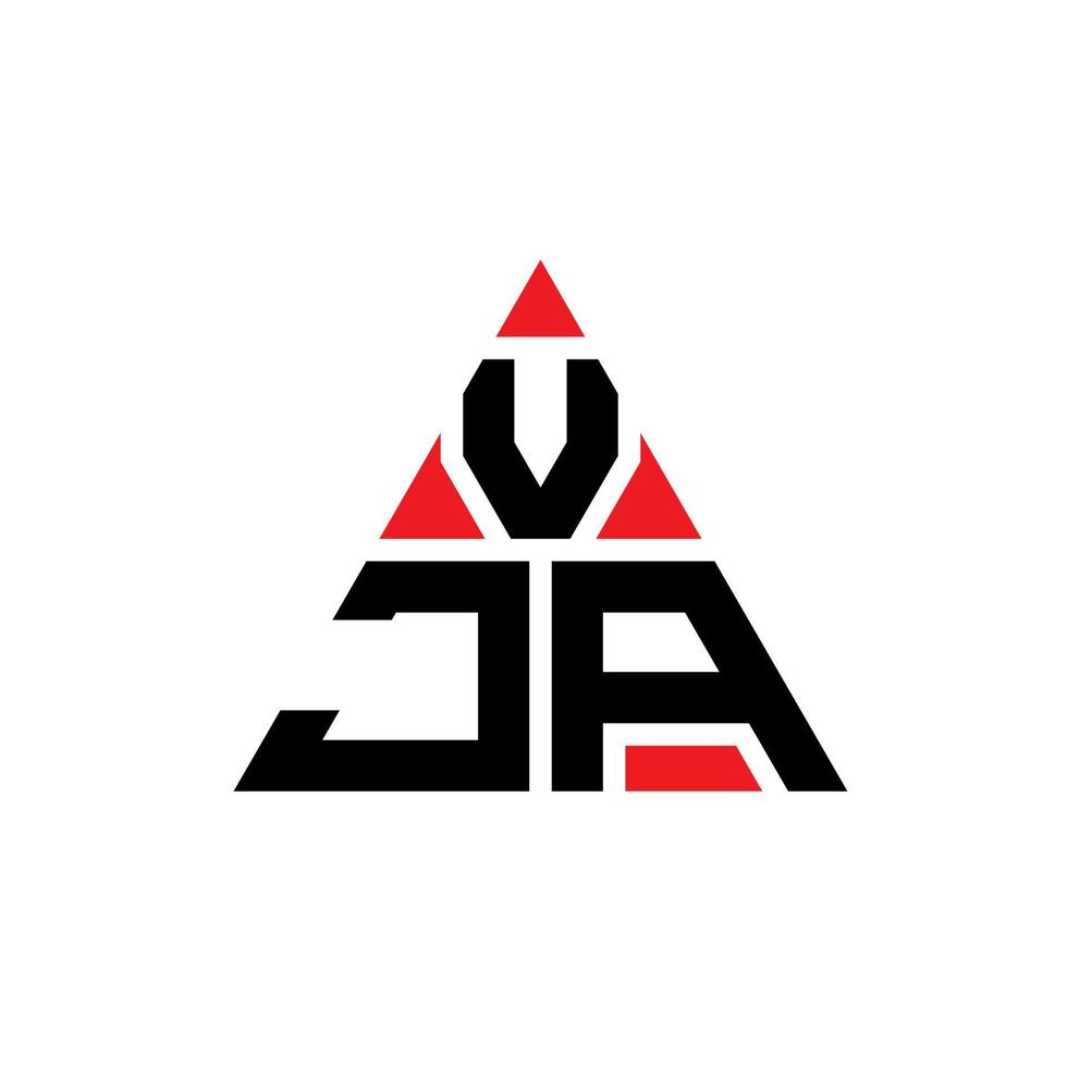 vja triangel bokstavslogotypdesign med triangelform. vja triangel logotyp design monogram. vja triangel vektor logotyp mall med röd färg. vja triangulär logotyp enkel, elegant och lyxig logotyp.