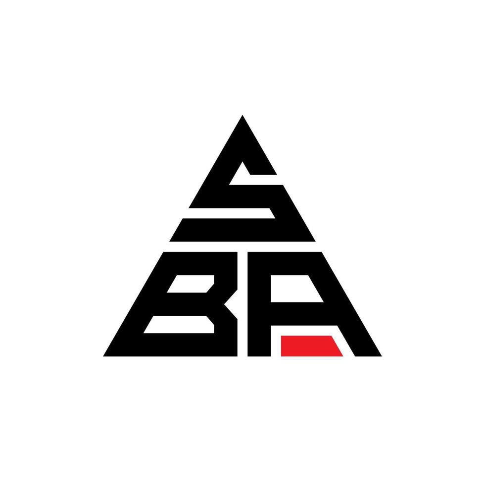 sba triangel bokstavslogotyp design med triangelform. sba triangel logotyp design monogram. sba triangel vektor logotyp mall med röd färg. sba triangulär logotyp enkel, elegant och lyxig logotyp.