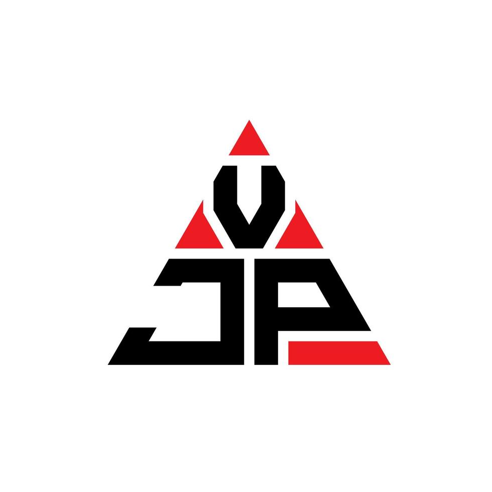 vjp triangel bokstavslogotypdesign med triangelform. vjp triangel logotyp design monogram. vjp triangel vektor logotyp mall med röd färg. vjp triangulär logotyp enkel, elegant och lyxig logotyp.