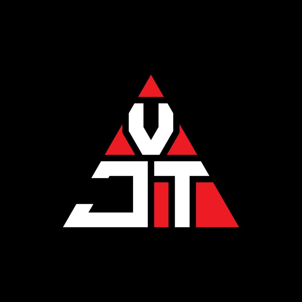 vjt triangel bokstavslogotypdesign med triangelform. vjt triangel logotyp design monogram. vjt triangel vektor logotyp mall med röd färg. vjt triangulär logotyp enkel, elegant och lyxig logotyp.