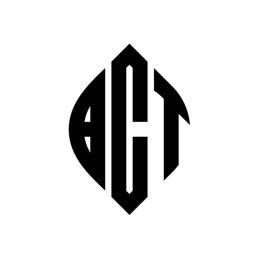 bct-Kreisbuchstaben-Logo-Design mit Kreis- und Ellipsenform. bct Ellipsenbuchstaben mit typografischem Stil. Die drei Initialen bilden ein Kreislogo. bct-Kreis-Emblem abstrakter Monogramm-Buchstaben-Markenvektor. vektor