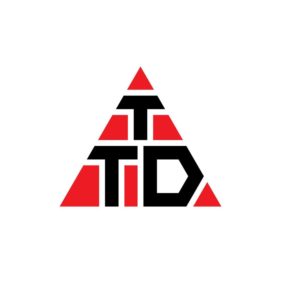 ttd triangel bokstavslogotypdesign med triangelform. ttd triangel logotyp design monogram. ttd triangel vektor logotyp mall med röd färg. ttd triangulär logotyp enkel, elegant och lyxig logotyp.