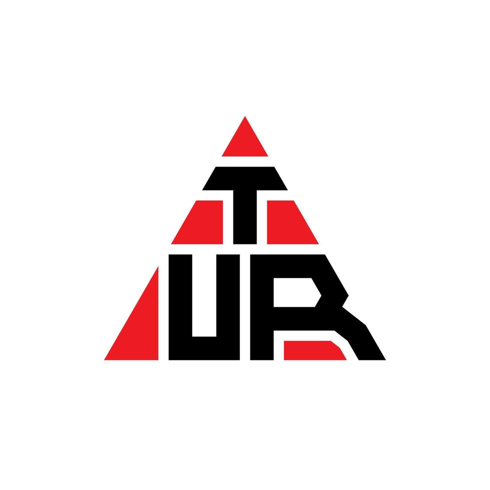 tur-Dreieck-Buchstaben-Logo-Design mit Dreiecksform. Tur-Dreieck-Logo-Design-Monogramm. Tur-Dreieck-Vektor-Logo-Vorlage mit roter Farbe. tur dreieckiges Logo einfaches, elegantes und luxuriöses Logo. vektor