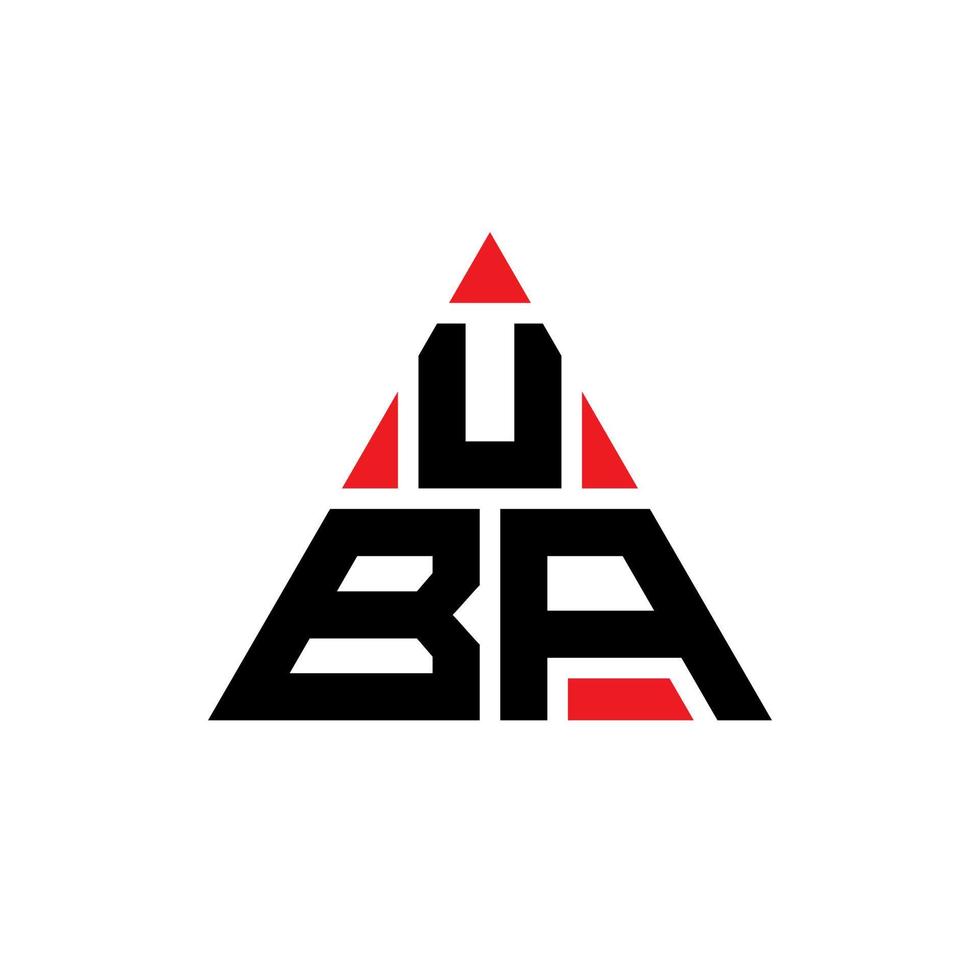 uba triangel bokstavslogotypdesign med triangelform. uba triangel logotyp design monogram. uba triangel vektor logotyp mall med röd färg. uba triangulär logotyp enkel, elegant och lyxig logotyp.