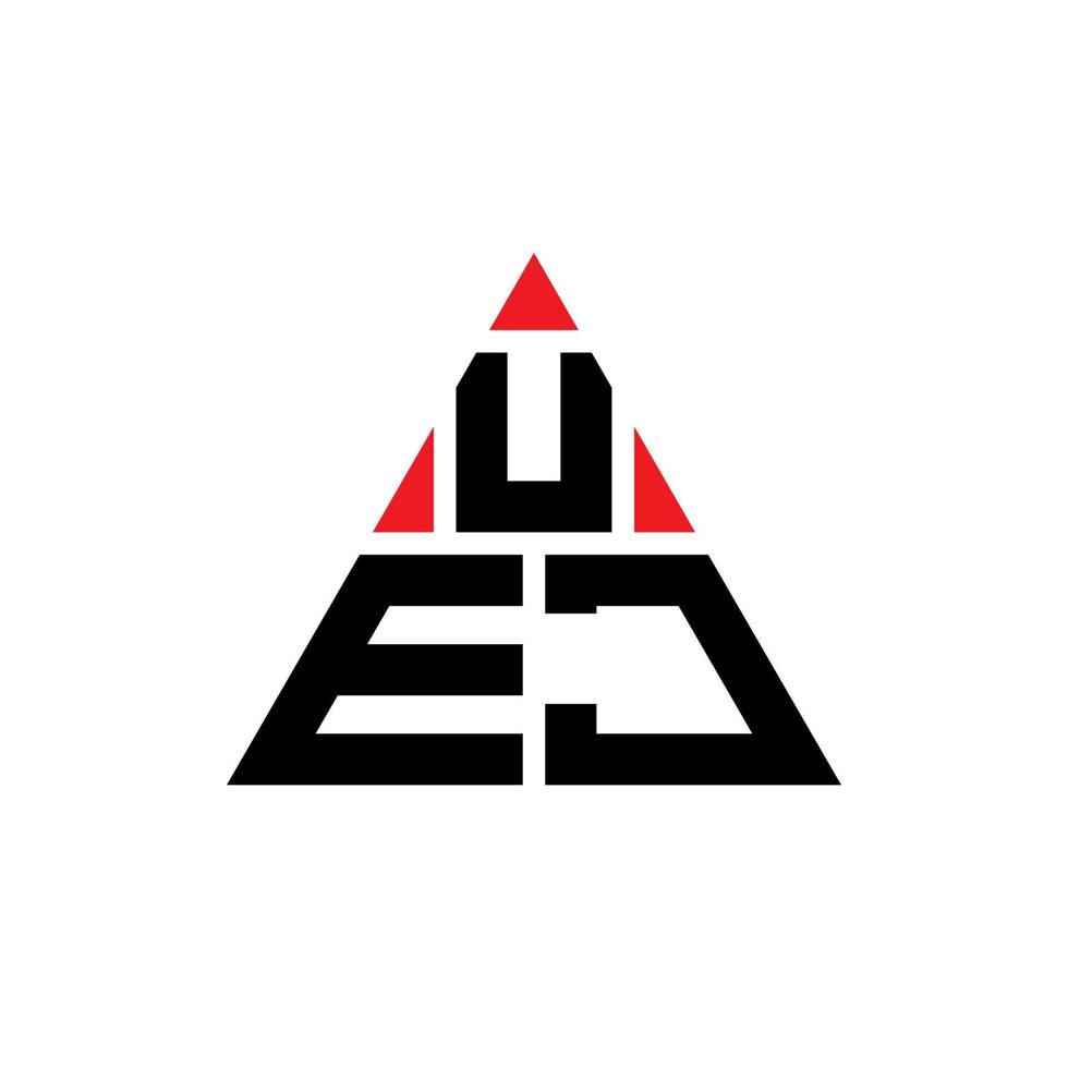 uej triangel bokstavslogotypdesign med triangelform. uej triangel logotyp design monogram. uej triangel vektor logotyp mall med röd färg. uej triangulär logotyp enkel, elegant och lyxig logotyp.