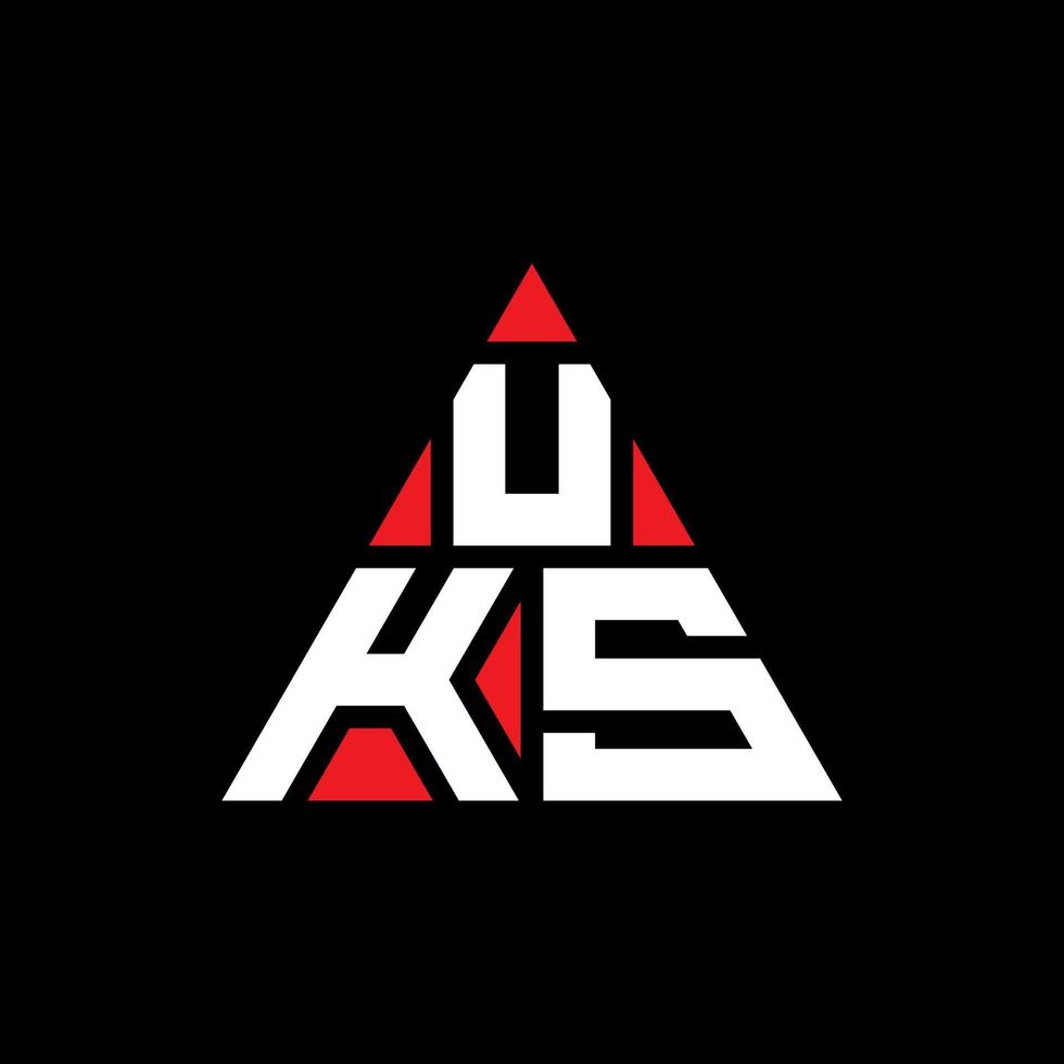 Storbritanniens triangelbokstavslogotypdesign med triangelform. uks triangel logotyp design monogram. uks triangel vektor logotyp mall med röd färg. uks triangulära logotyp enkel, elegant och lyxig logotyp.