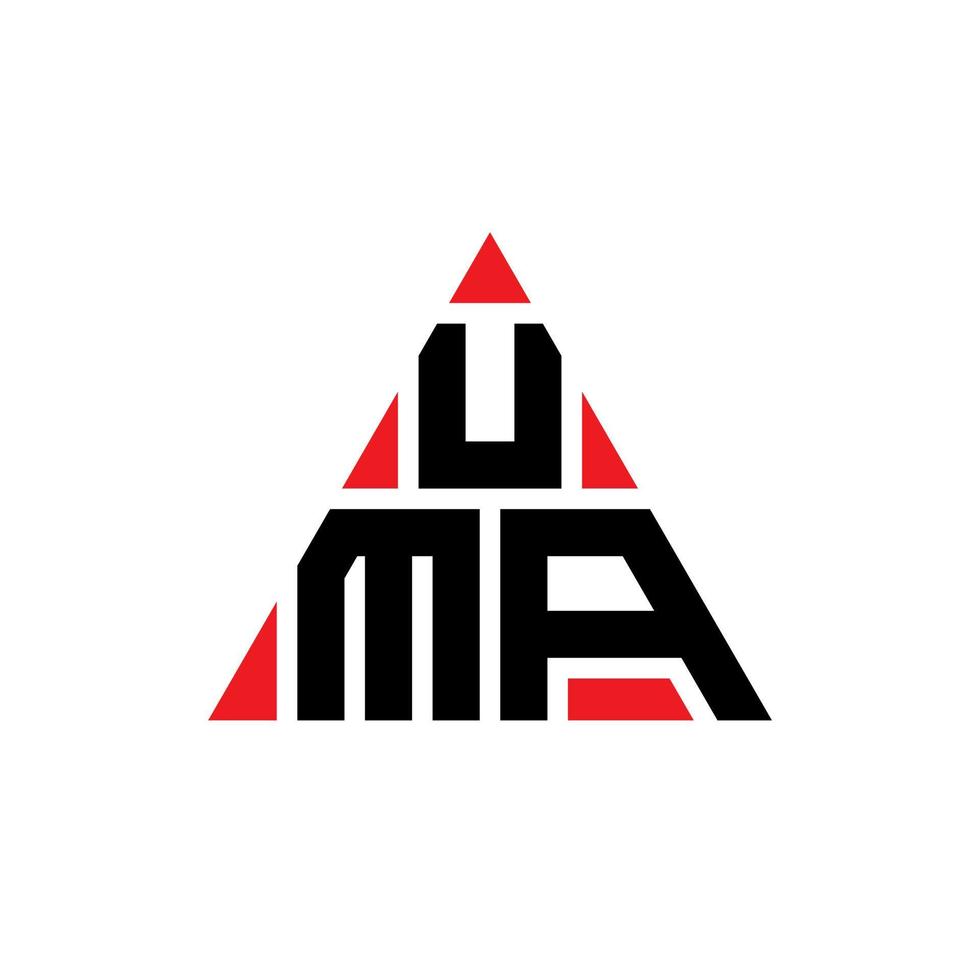 Uma-Dreieck-Buchstaben-Logo-Design mit Dreiecksform. Uma-Dreieck-Logo-Design-Monogramm. Uma-Dreieck-Vektor-Logo-Vorlage mit roter Farbe. Uma dreieckiges Logo einfaches, elegantes und luxuriöses Logo. vektor