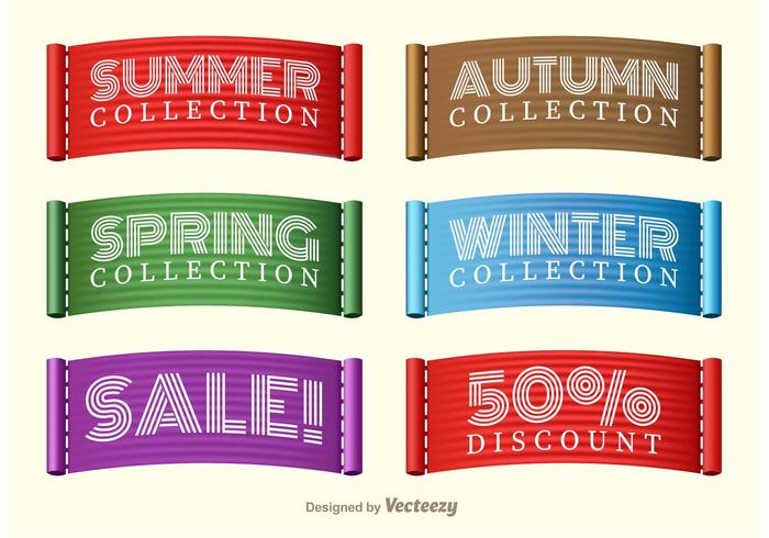 Stitched Seasons Sale Collection Etikettvektorer vektor